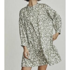 Elizabeth & James Tunic Peasant Dress Ruffled Hem Leopard Print Large